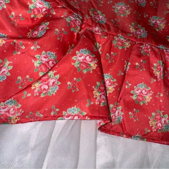 NWT sz 7/8 Olive Mae Floral Red and White Girls Formal Hi-Low Christmas Dress - Picture 3 of 3